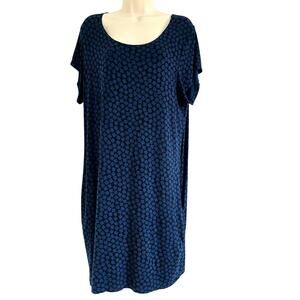 Ava Sky Hawaii Jersey Dress Short Sleeve Blue Black Size L